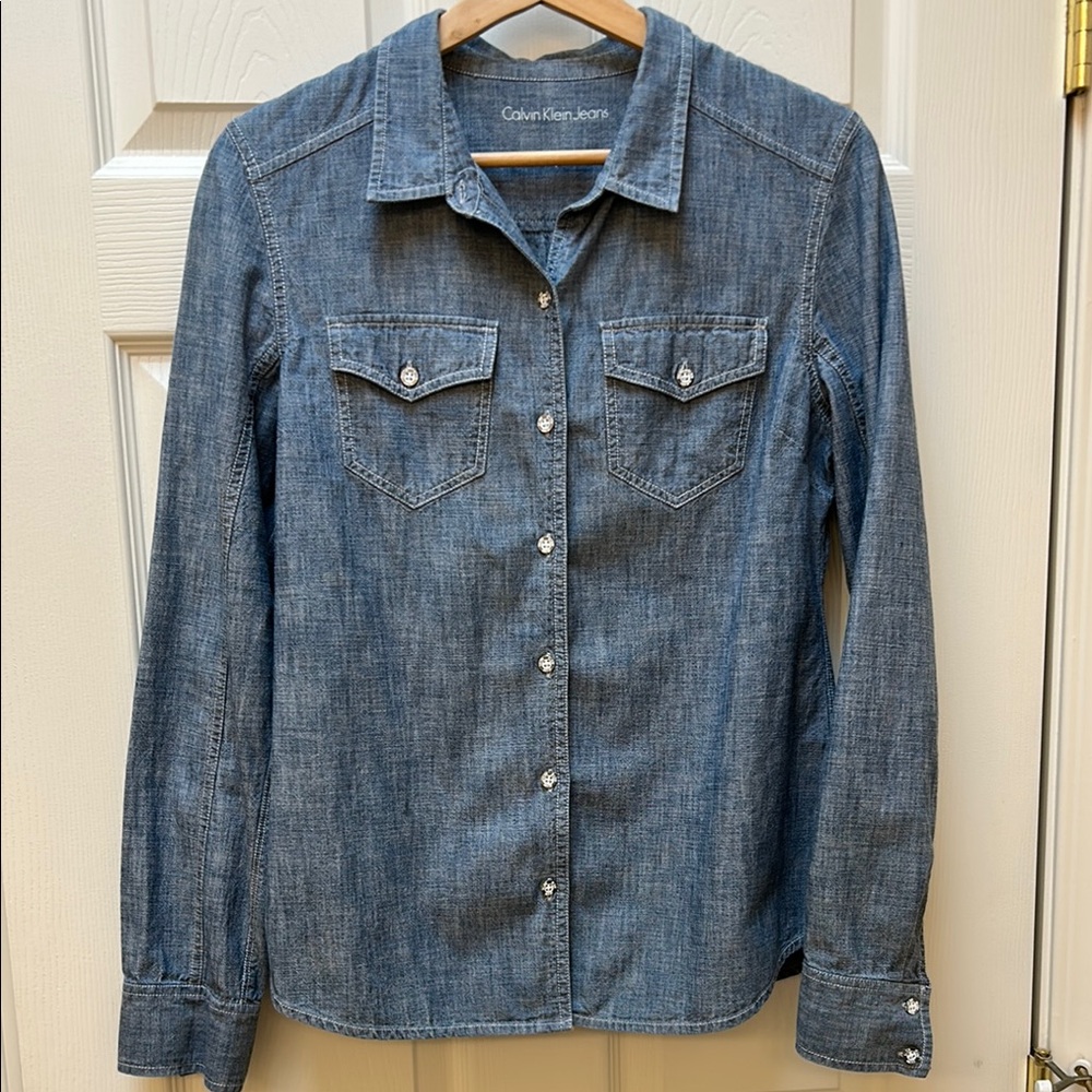 Calvin Klein Denim Button-Up Shirt - Picture 2 of 6